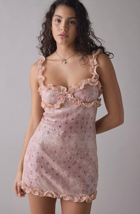 For Love And Lemons Dresses & Skirts - For Love & Lemons Sophia Sequin Mini Dress in Pink